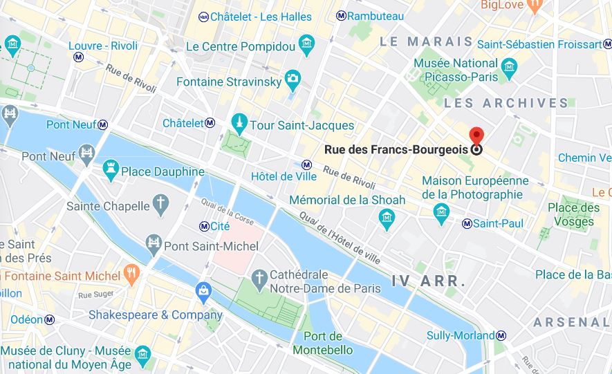 rue des francs bourgeois map paris le marais
